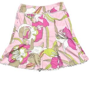 Karen Kane Apple Blossom Gored Skirt Size 6 Made In USA Bright Fun Colorful